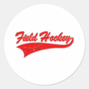 Rotes Feld-Hockey Runder Aufkleber
