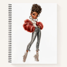 Rotes Fell Glam Girl Spiral Notizbuch