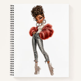 Rotes Fell-Glamour-Girl-Spiral-Notizbuch Notizbuch