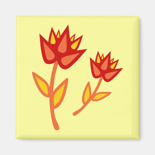 Rotes Feuer Blume Magnet (Vorne)