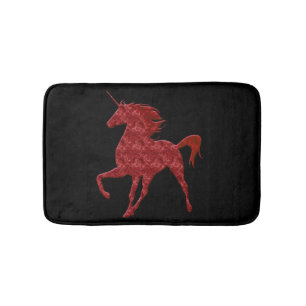 Rotes Feuer Einhorn-Badematte Badematte