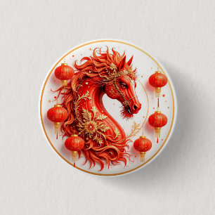Rotes Feuerpferd - Neujahrsfeier 2026 - Design Button
