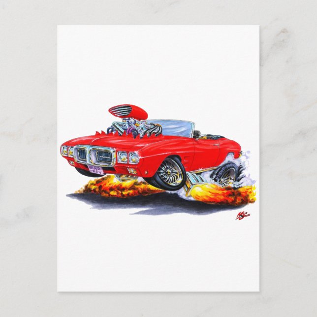 Rotes Feuervogelkonvertible 1969 Postkarte (Vorderseite)