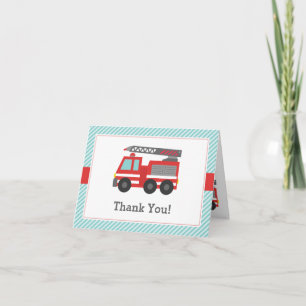 Rotes Feuerwehrauto Danksagungsnotiz Dankeskarte