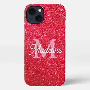 Rotes feuriges glitzerndes Monogramm    iPhone Hülle