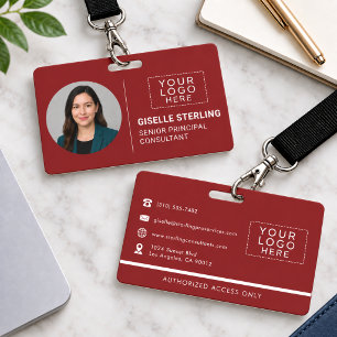 Rotes Firmen-Foto-ID-Logo-Namensschild Benutzerdef Ausweis