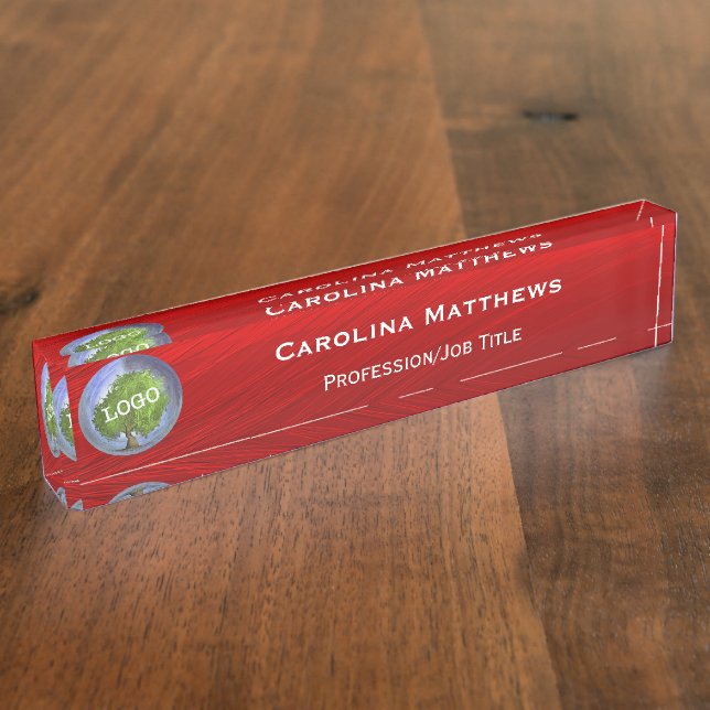 Rotes Firmenlogo Namensplakette (Seite)