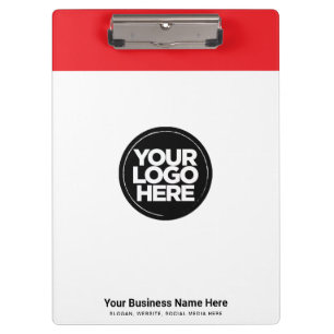 Rotes Firmenlogo, Slogan, Website Klemmbrett