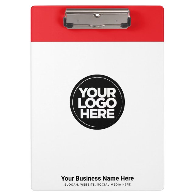Rotes Firmenlogo, Slogan, Website Klemmbrett (Vorderseite)