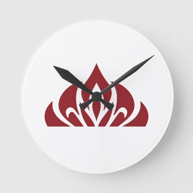 rotes Flammenlogo auf Wanduhr (Vorderseite)