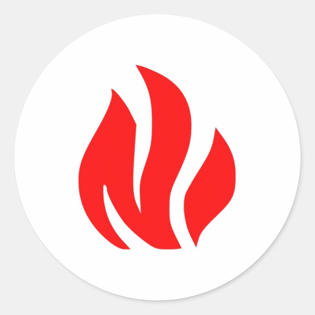 Rotes Flammenzeichen Runder Aufkleber (Vorderseite)