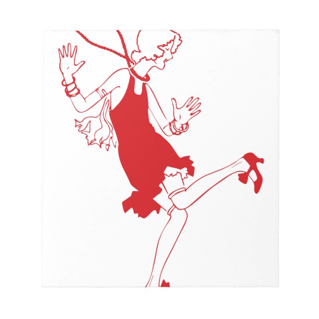 rotes Flapper-Mädchen Notizblock (Vorderseite)