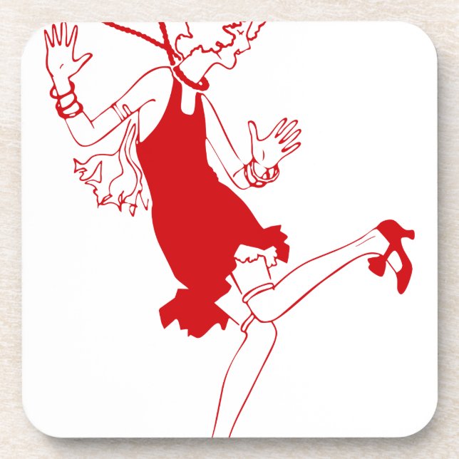 rotes Flapper-Mädchen Untersetzer (Vorderseite)