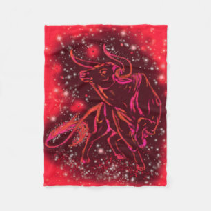 Rotes Fleece-Decke mit laufendem Bullen Fleecedecke