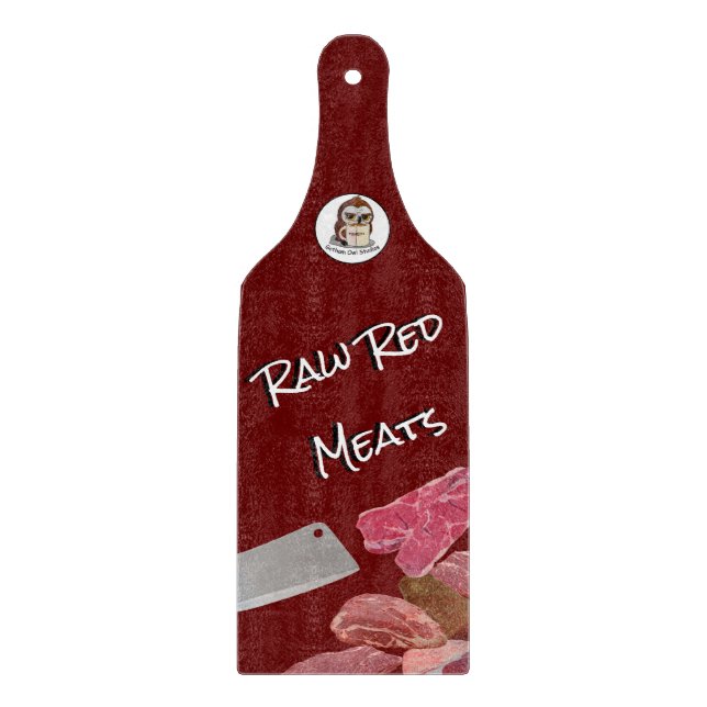 Rotes Fleisch, Glasschneidebrett (mit Handgriff) Schneidebrett (Vorderseite)