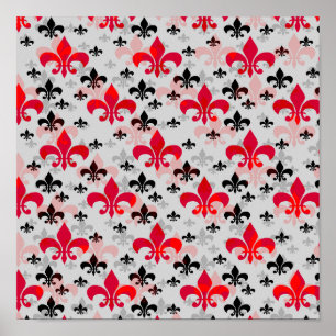 Rotes Fleur De Lis Oberflächenmuster-Design zum Do Poster