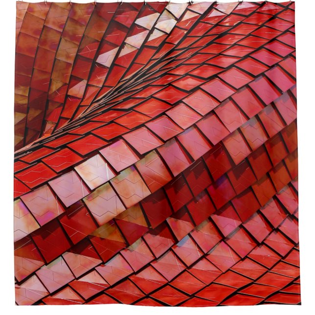 Rotes Fliesenbild Duschvorhang (Vorderseite)