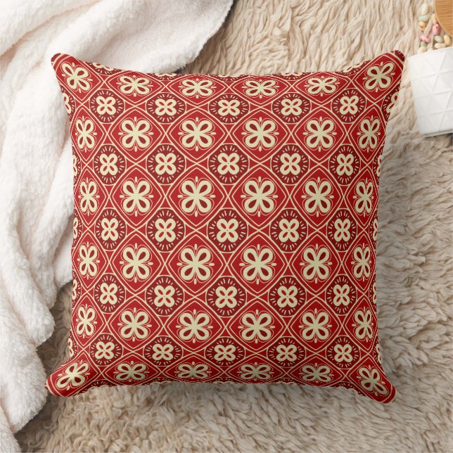 Rotes Fliesenmuster Kissen (Decke)