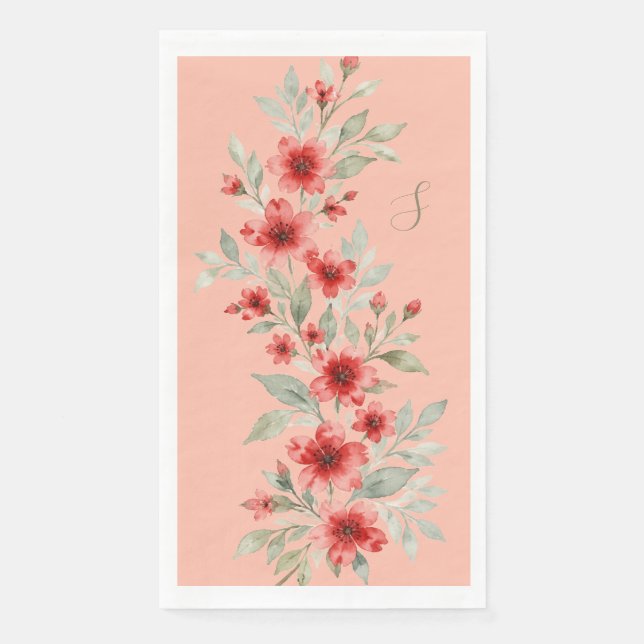 Rotes Floral Serviette (Vorderseite)