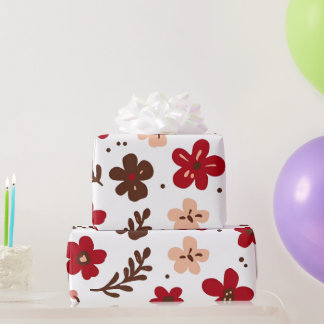 Rotes florales botanisches Muster Geschenkpapier