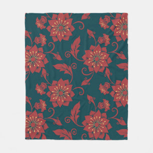 Rotes florales Damastmuster nahtlos Fleecedecke