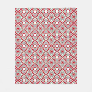 Rotes florales Diamantmuster Elegant geometrisch Fleecedecke