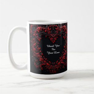 Rotes florales Herzdesign mit blühenden Blumen Kaffeetasse