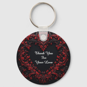 Rotes florales Herzdesign mit blühenden Blumen Schlüsselanhänger