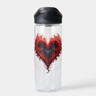 Rotes florales Herzdesign mit blühenden Blumen Trinkflasche
