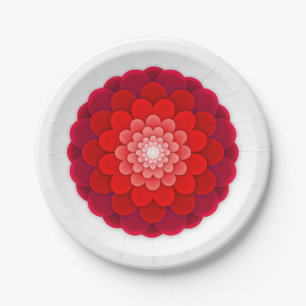 Rotes florales Mandala-58566 Pappteller