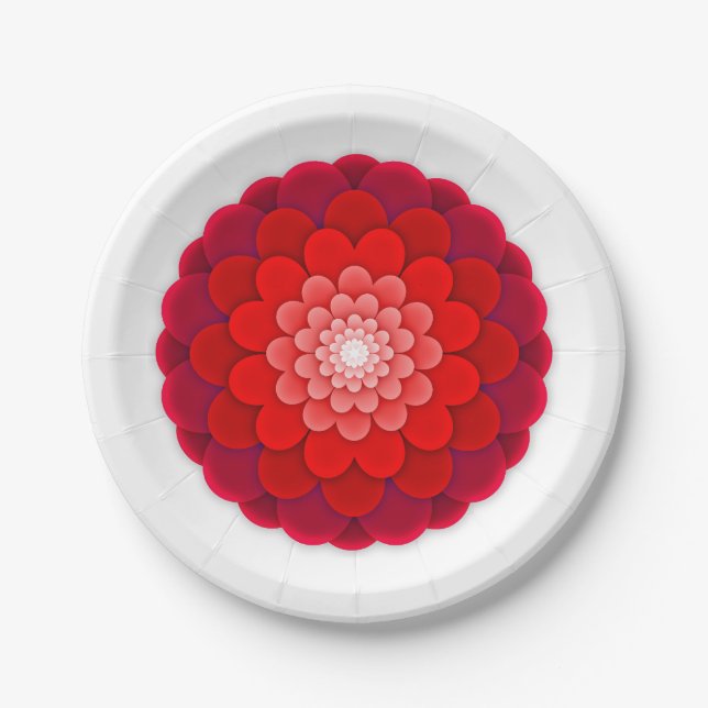 Rotes florales Mandala-58566 Pappteller (Vorderseite)