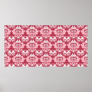 Rotes florales nahtloses Muster. Blassrot und beig Poster