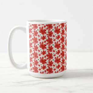 Rotes florales nahtloses Muster Süße Retro-Blumen Kaffeetasse