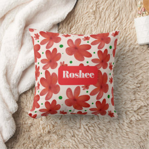 Rotes florales nahtloses Muster Süße Retro-Blumen  Kissen