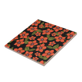 Rotes florales Wasserfarbenmuster Fliese