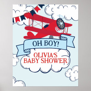 rotes Flugzeug-Baby-Shower Poster
