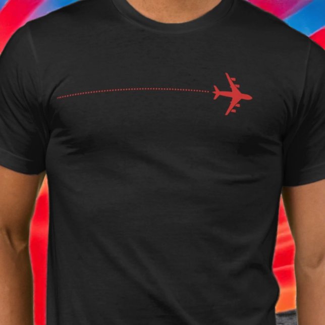 Rotes Flugzeug mit gepunkteter schwarzer Linie T-Shirt (Von Creator hochgeladen)