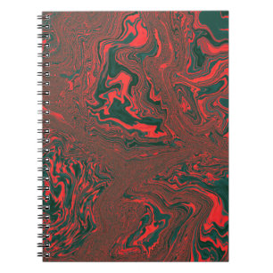 Rotes Flüssiges Marmor Abstraktes Muster Notizblock