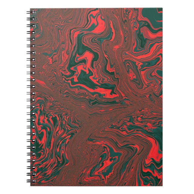 Rotes Flüssiges Marmor Abstraktes Muster Notizblock (Vorderseite)