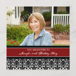 Rotes Foto-60. Geburtstags-Party Einladungen