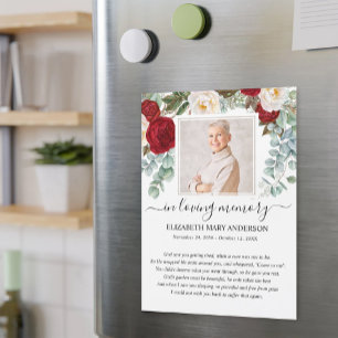 Rotes Foto Beileid Beerdigung Gebetskarte Magnetkarte