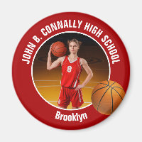 Rotes Foto eines Basketballspielers der High Schoo