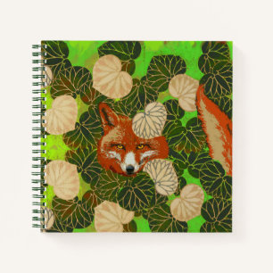ROTES FOX UNTER DEN WEISSEN GRÜNEN BLÄTTER, FOLIAG NOTIZBUCH
