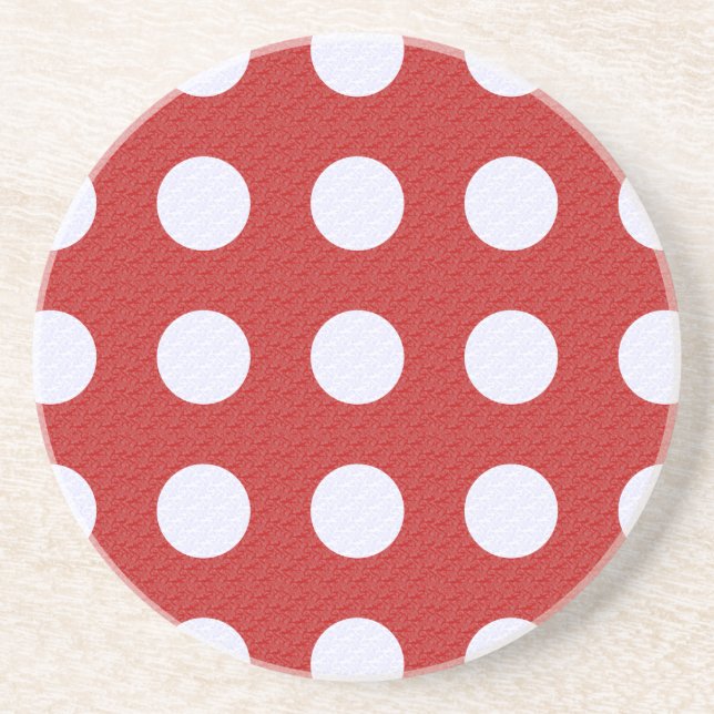 Rotes Fraktal - Polka Dots im Weißen Fraktal Getränkeuntersetzer (Vorne)