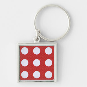 Rotes Fraktal - Polka Dots im Weißen Fraktal Schlüsselanhänger