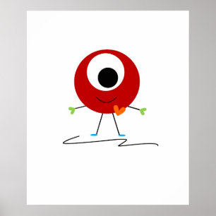 Rotes freundliches Monster Poster