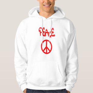 Rotes Friedenszeichen mit Peace in Graffiti geschr Hoodie