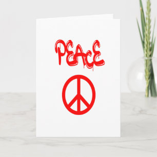 Rotes Friedenszeichen mit Peace in Graffiti geschr Karte