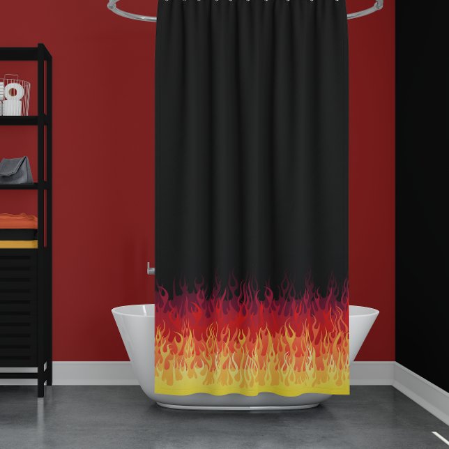 Rotes Frisierte Auto Flammen Duschvorhang (Von Creator hochgeladen)