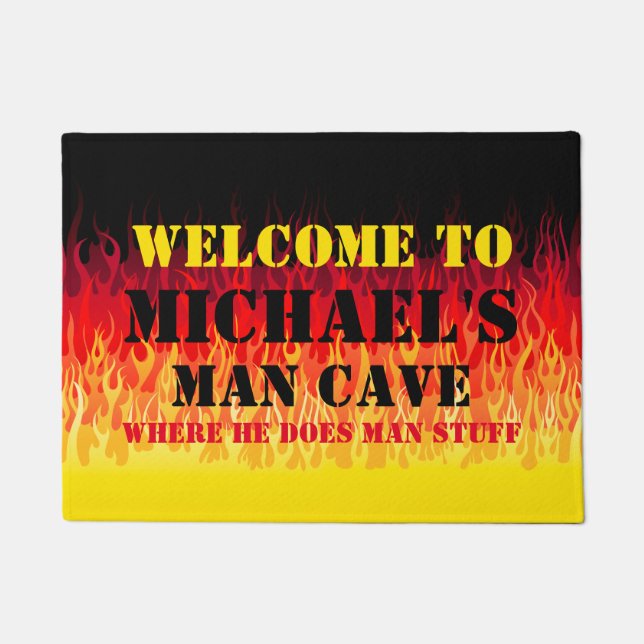 Rotes Frisierte Auto Flammen - Menschenhöhle Fußmatte (Vorderseite)